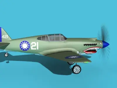 Curtiss P-40B Tomahawk V07 China Flying Tigers 3D model