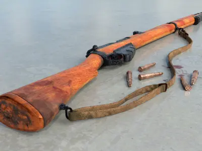Lee-Enfield Rifle Low-poly 3D model