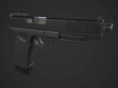 Glock 21 with Extended Barrel Low-poly 3D model