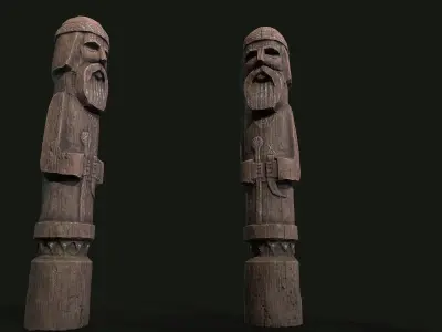 Totem wood 4 pbr 4k  Low-poly 3D model
