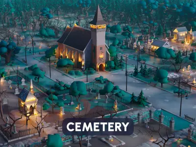 Cemetery Low-poly 3D model