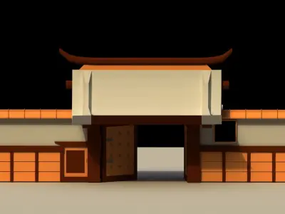 Low Poly Japanese Gate Low-poly 3D model