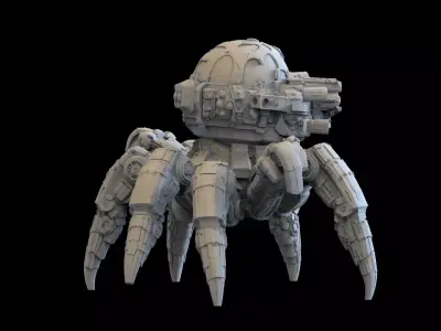 Sci-Fi Mech Spider STL Tabletop Wargame Walker Miniature   3D print model