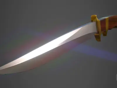 PBR-Enhanced Rustic Artisanal Knife - Old West Style Low-poly 3D model