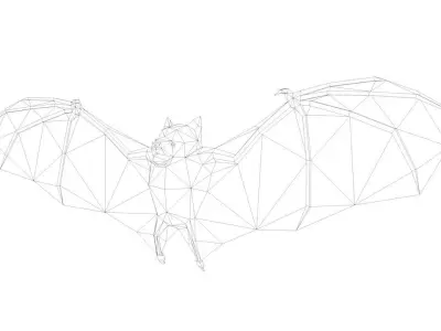 Cartoon Lowpoly Bat Illustration Low-poly 3D model
