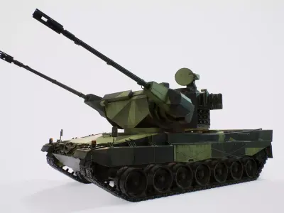 Leopard 2 Marksman - Finnish Anti-Air Vehicle Low-poly 3D model