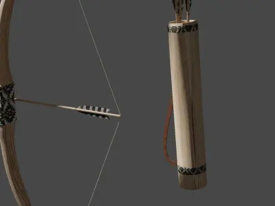 Bow and Arrows with Quiver  Low-poly 3D model