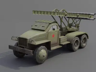 BM 13N Katyusha Multiple Rocket  Artillery Low-poly 3D model
