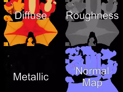 Bright Pterosaur Character model pack Low-poly 3D model