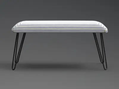 Titus upholstered metal Bench cotton stripes Low-poly 3D model