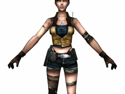 R2 Army Soldier Girl Low-poly 3D model