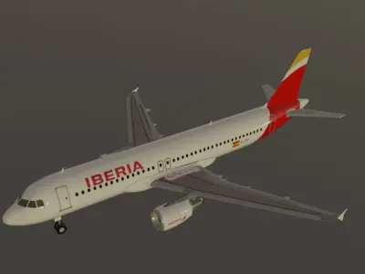 Iberia airbus a320-214 low poly 3d model  Low-poly 3D model