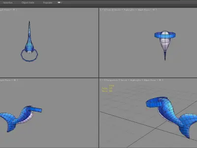 Cartoon shark tail - decoration Low-poly 3D model