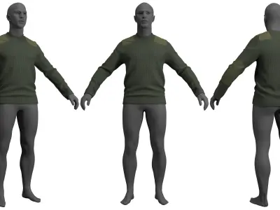 British Military Sweater - Marvelous Designer 3D model