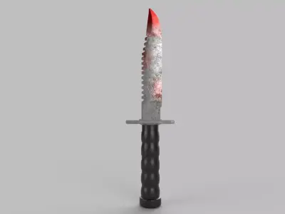 knife with flames Low-poly 3D model