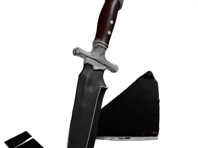 Obsidian Blade with Leather Handle 3D model