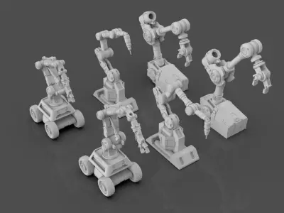 Industrial Robot Arms Pack Of 3 -Untextured 3D model