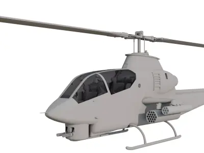 AH1G Helicopter With Cockpit Game model  Low-poly 3D model