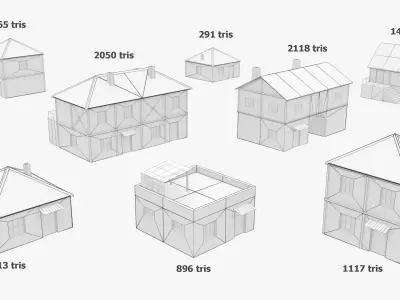 Medieval Houses - Pack Low-poly 3D model