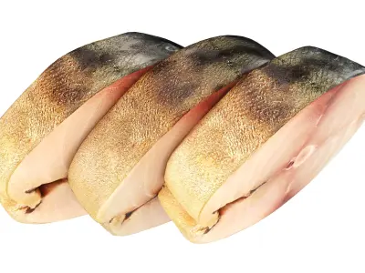 Smoked mackerel slices Low-poly 3D model