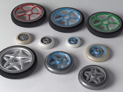 Industrial Wheels and Casters Collection Low-poly 3D model