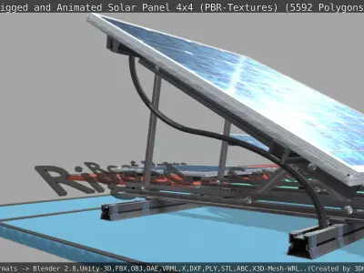 Solar Panel 4x4 Rigged and Animated Low-poly 3D model