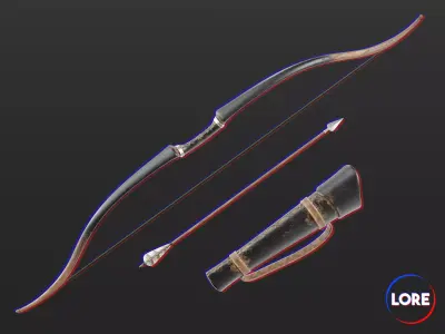 Medieval Elegant Weapon Bow and Arrow Low-poly 3D model