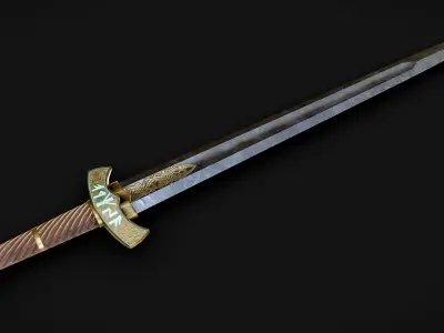 Viking runed sword Low-poly 3D model