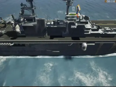 Amphibious Assault Ship and Aircrafts Low-poly 3D model