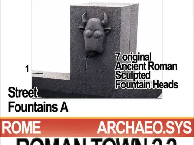 Roman Town Street Fountains A 2 2 Low Poly Pompeii type 3D model