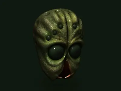 Allien Insectoid Mask - Terror Halloween Low-poly 3D model