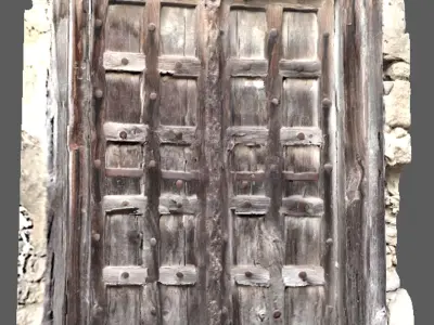 Ancient ruined doors of broken ruined house 3D model