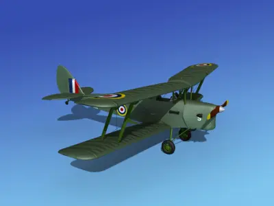 Dehavilland DH82 Tiger Moth V09 3D model