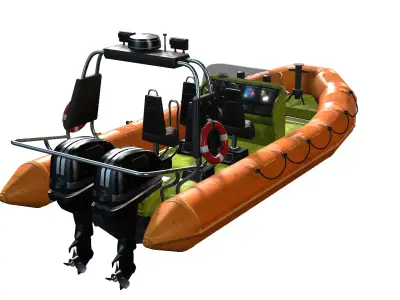 Rescue Boat Low-poly 3D model