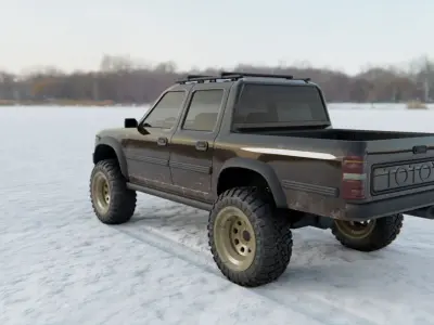 Totoya 4x4 Offroad Pick-up Car Vehicle Game Ready SUV Low Poly Free low-poly 3D model