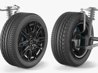 Mercedes Car Wheel Rim with Suspension 3D model