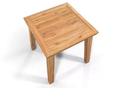 Country Square Dining Table 90 cm 35 inch Solid Natural Oak Free 3D model