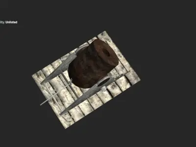 Siege Cannon Low-poly 3D model