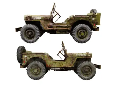 Willys jeep grungy 3d model 3D model
