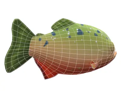 Red Piranha Animated Fish  Low-poly 3D model