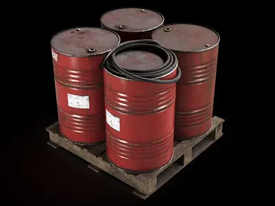 Oil drums set Low-poly 3D model