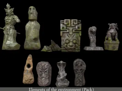 Elements of the environment Pack Low-poly 3D model