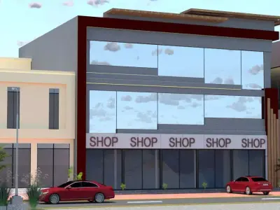 Modern Commercial Building A14 SketchUp and DWG Files 3D model