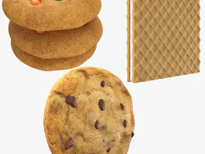 Three Cookies Collection 3D model