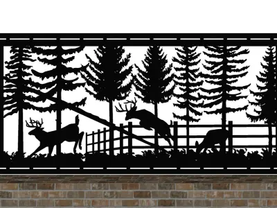 Deer-in-Garden-30x60-cm - dxf file - laser cut - plasma cut 3D model