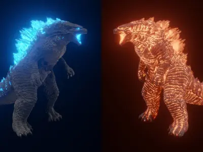 Godzilla kaiju titan Low-poly 3D model