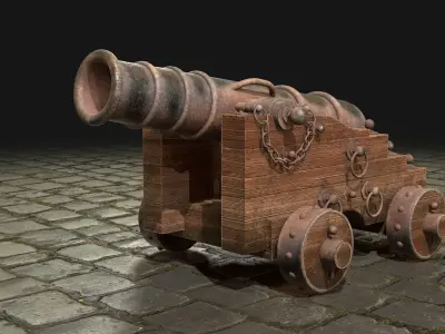 Cannon-3-Old Version Low-poly 3D model