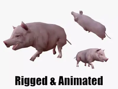 low-poly animated pig Low-poly 3D model