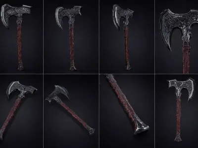 Ancient Runic Battle Axe Low-poly 3D model
