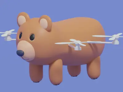 Cartoon Cute Bear Animal Drone 3D model